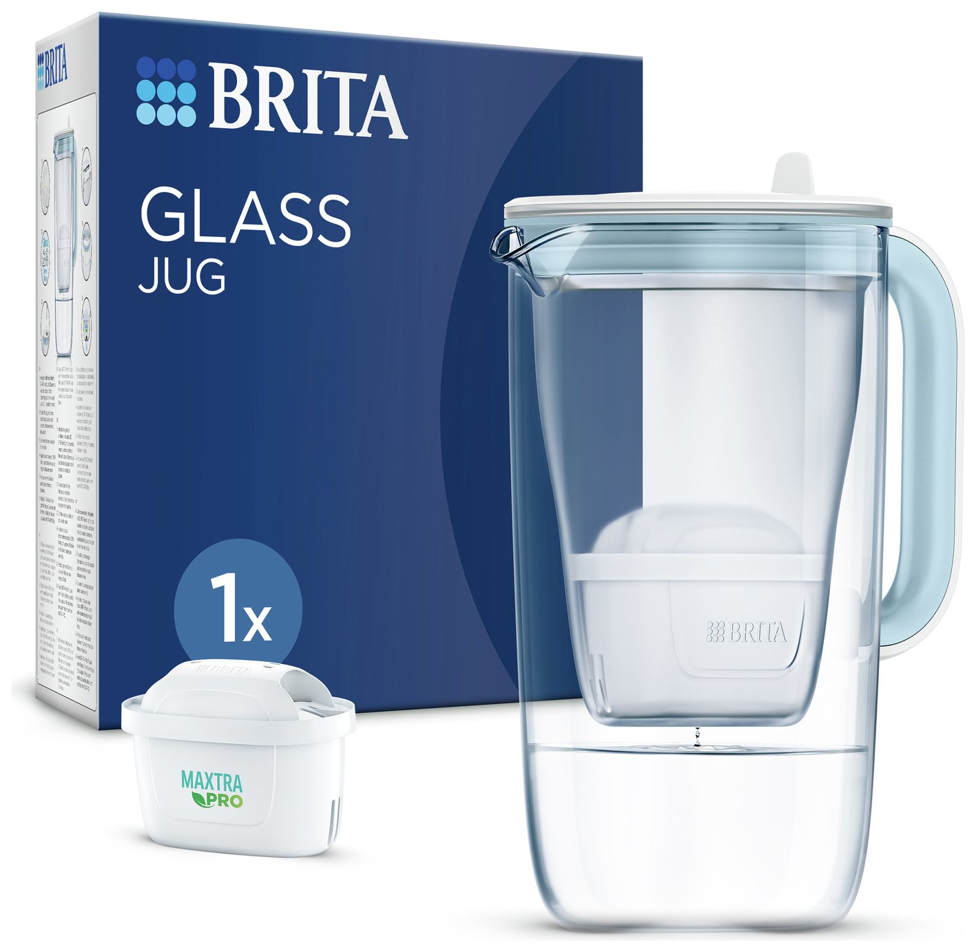 BRITA Glass Water Filter Jug Light Blue 2.5L