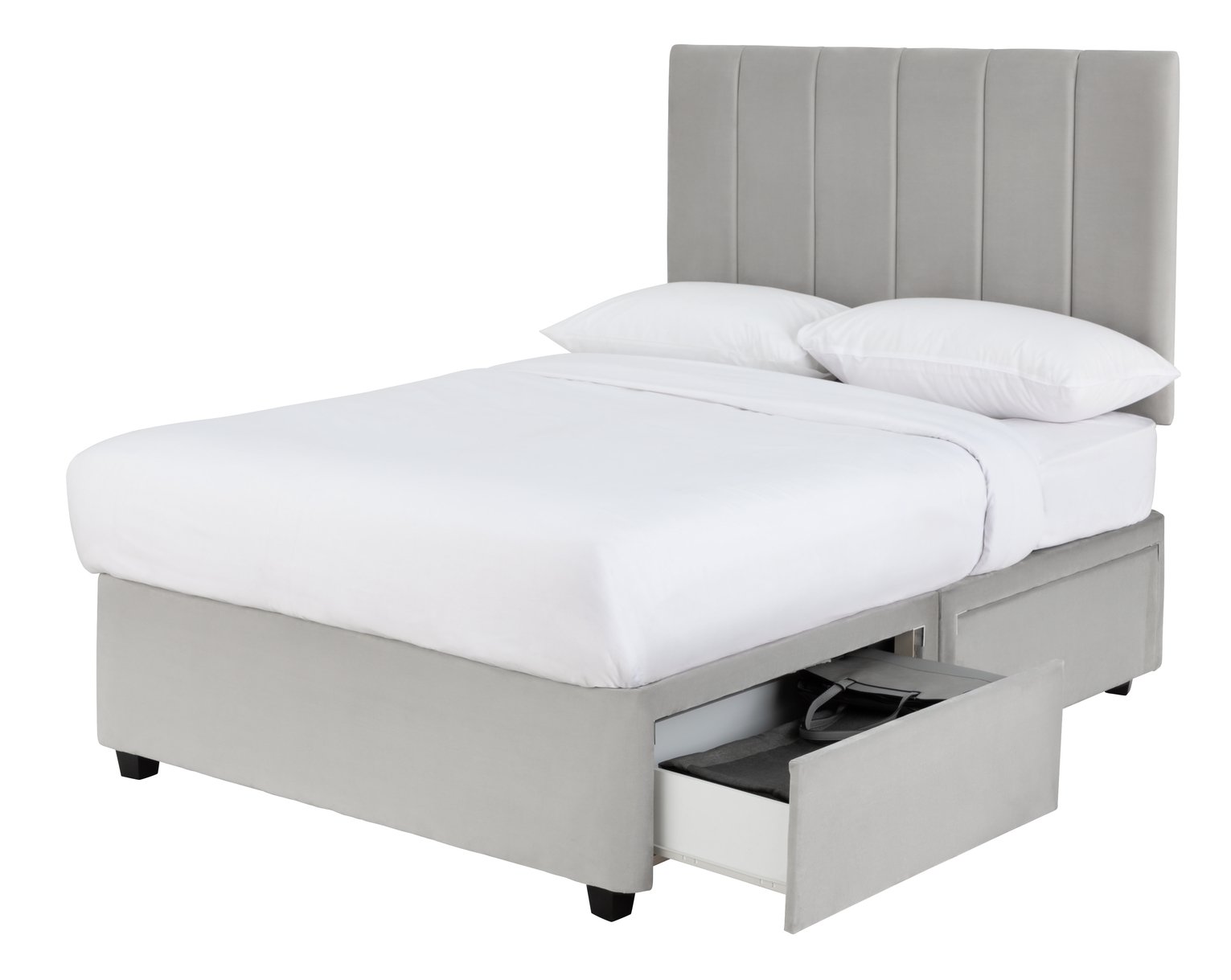 Forty Winks Velvet 1000 Pocket 4 Drawer Silver Divan- Double Review