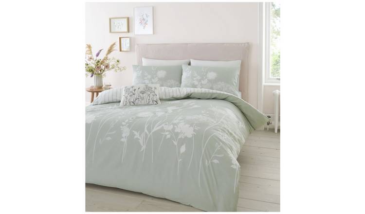 Buy Catherine Lansfield Meadowsweet Green Bedding Set - Double | Duvet ...