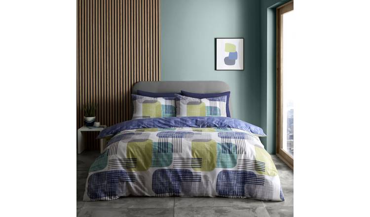 Buy Catherine Lansfield Geometric Blue Bedding Set - Single, Duvet cover  sets