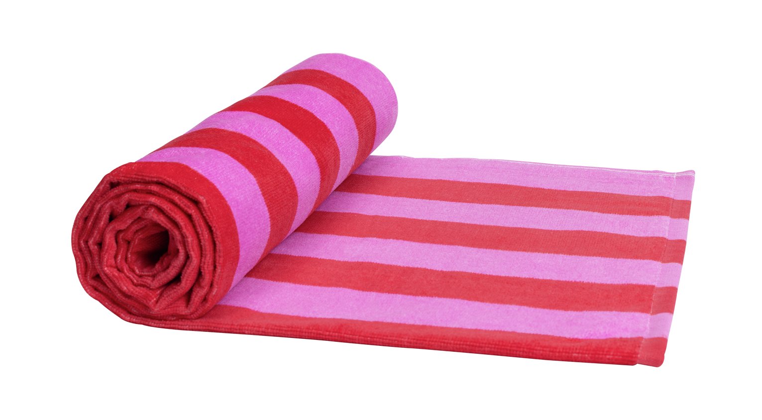 Habitat Stripe Patterned Beach Towel - Pink & Red