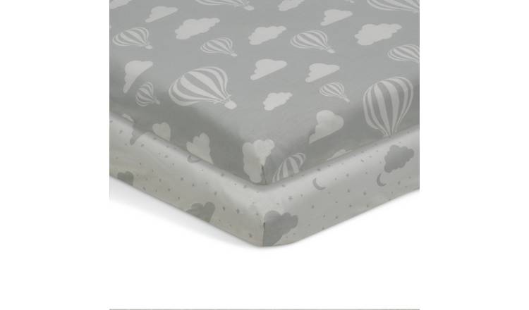 Habitat 2 Pack Balloon Nursery Twin Fitted Sheets - Cot Bed