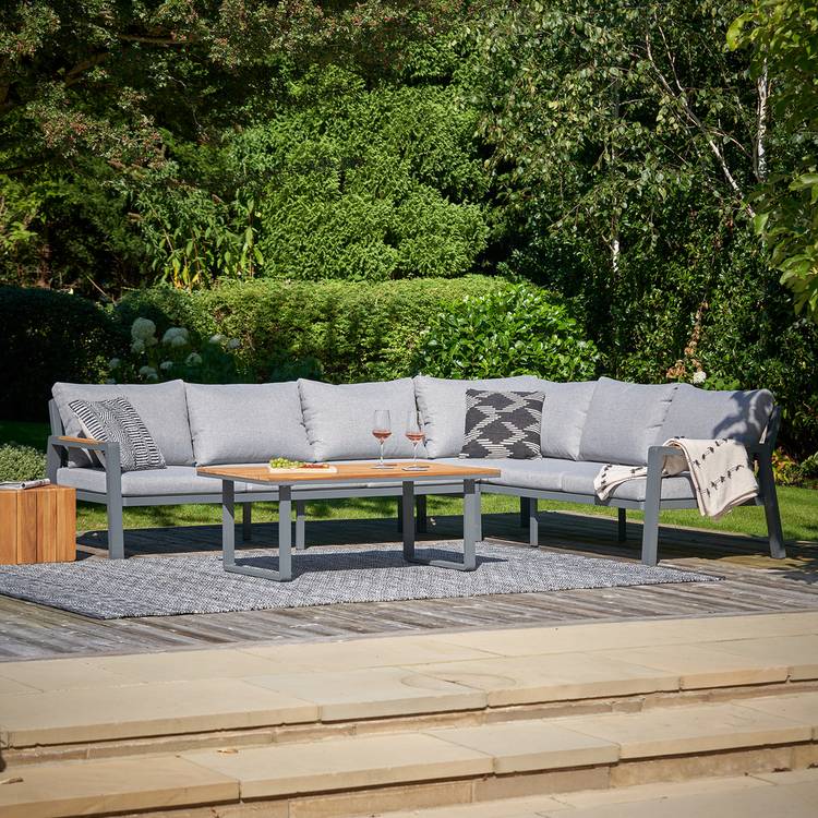 Pacific Stockholm 6 Seater Garden Corner Sofa Set - Grey 0