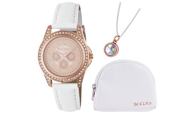 Tikkers Kids White Watch, Necklace and Purse Set