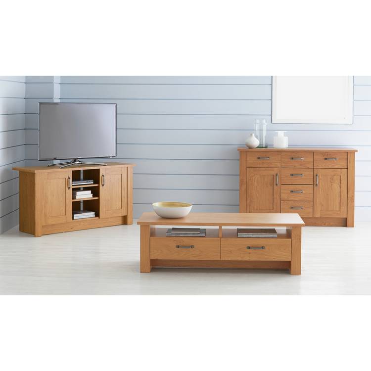 Argos Home Ohio 2 Door Low Sideboard & TV Unit - Oak Effect 0