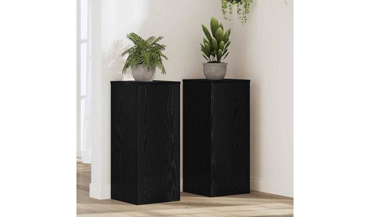 Walplus Pack of 2 Engineered Wood Plant Stand - Black Oak - 30 x 30 x 70 cm