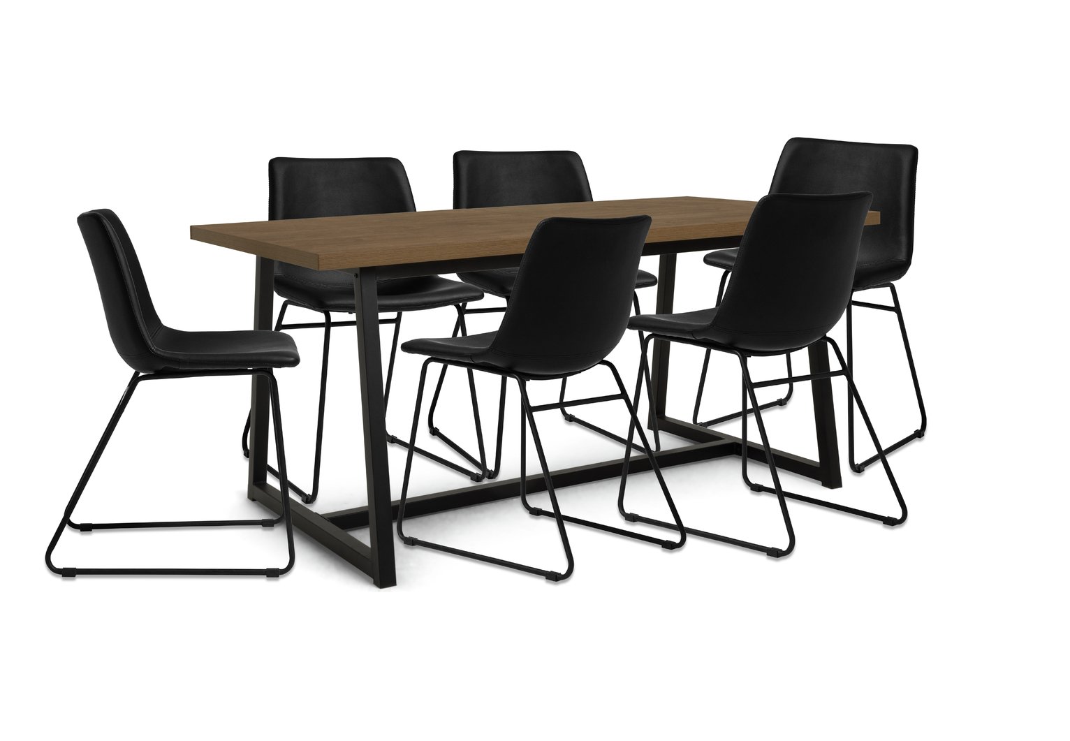 Habitat Nomad Metal Extending Dining Table & 6 Black Chairs
