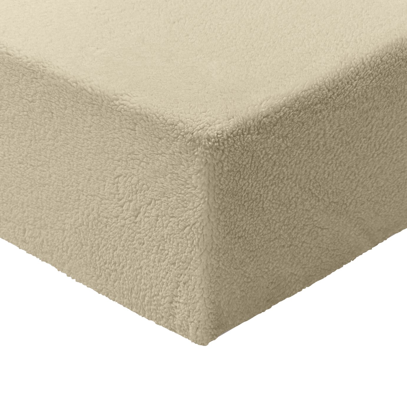 Argos Home Fleece Oatmeal Fitted Sheet - Single