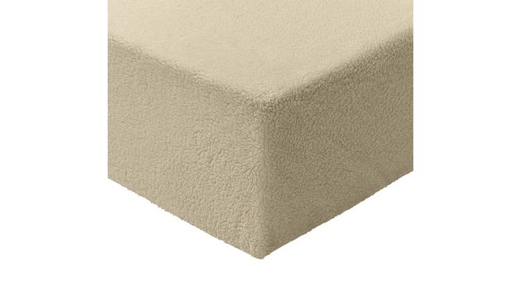 Argos Home Fleece Oatmeal Fitted Sheet - Single