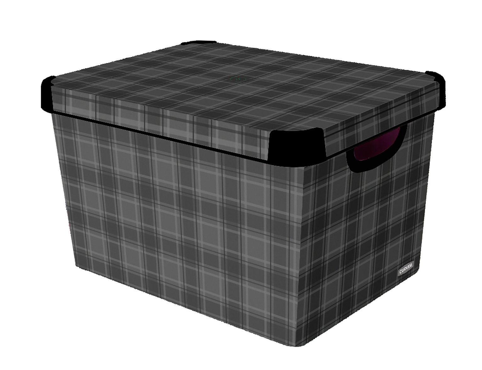 Curver Plastic Deco Box - Grey Check