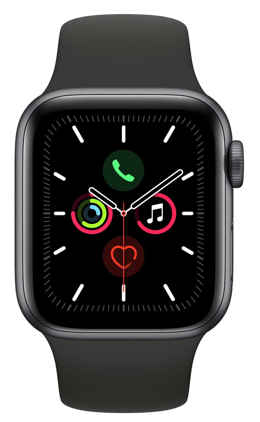 grey apple watch with black band