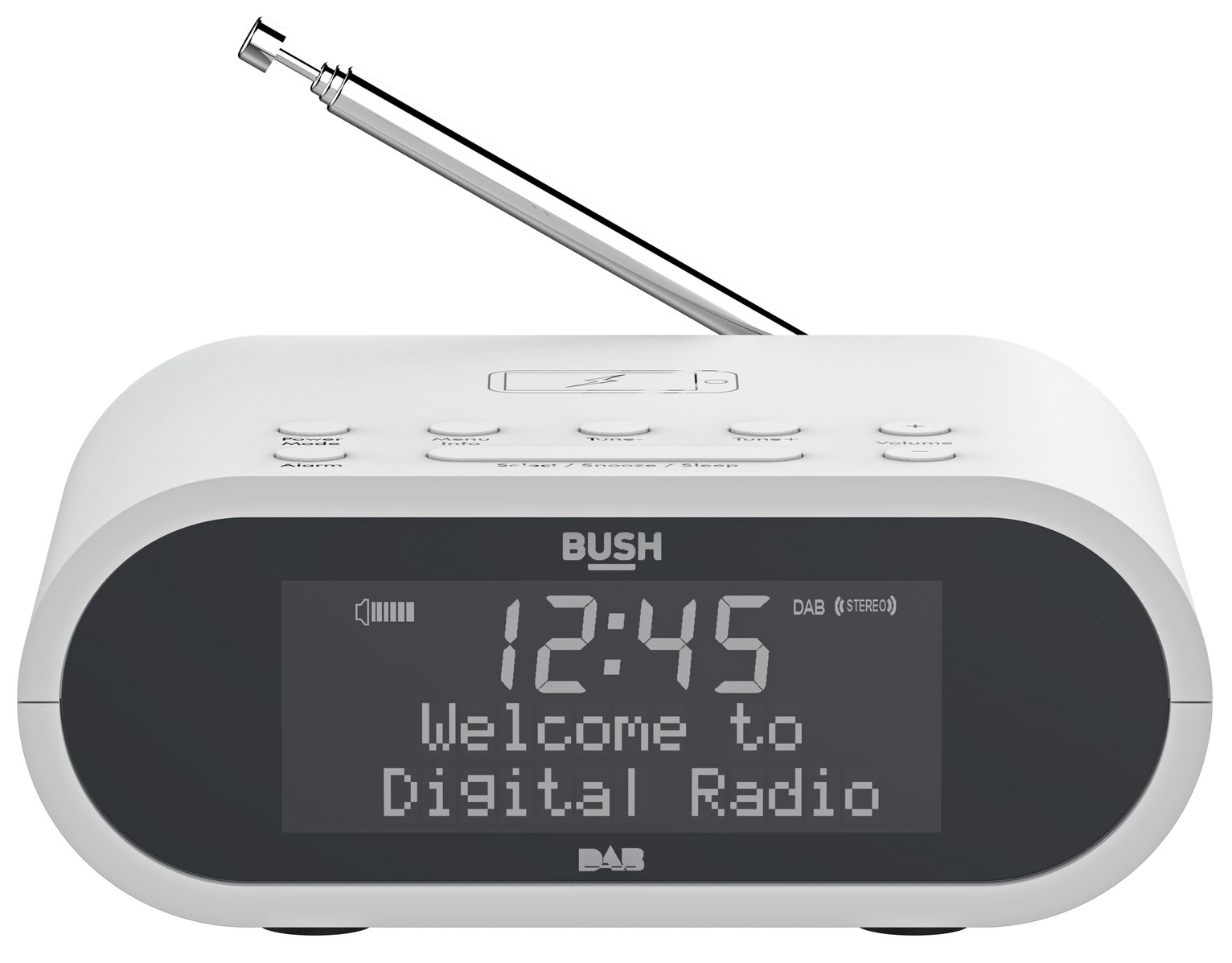 Bush Wireless Charging DAB Clock Radio - White