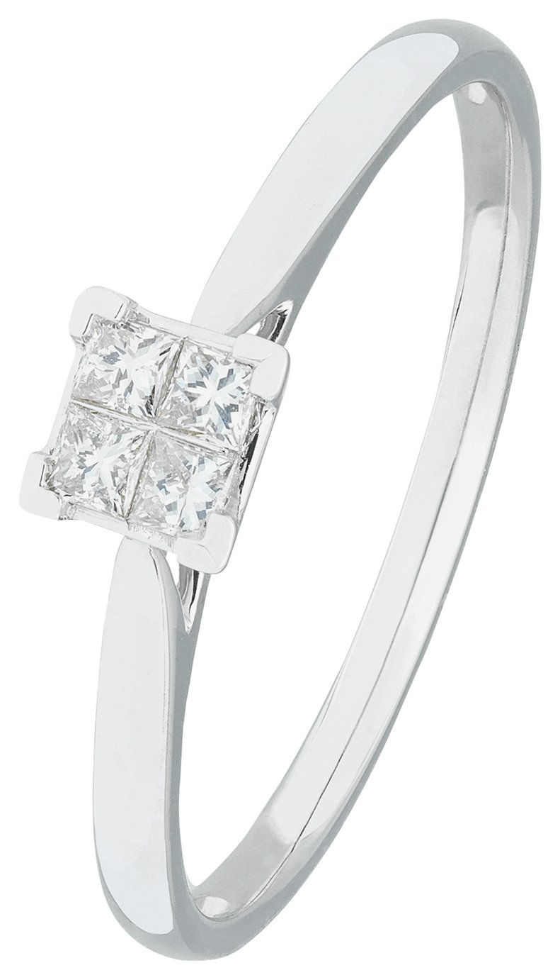 Revere 9ct White Gold 0.15ct tw Princess Cut Diamond Ring -M Review