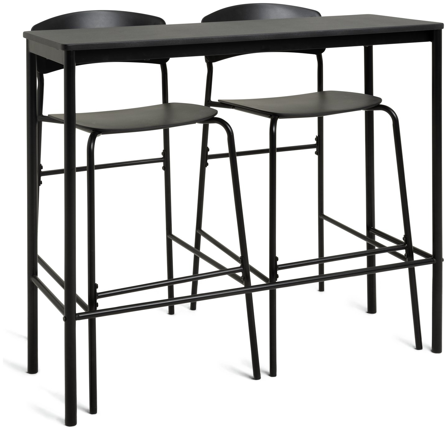 Argos Home Stella Metal Bar Table & 2 Black Bar Stools