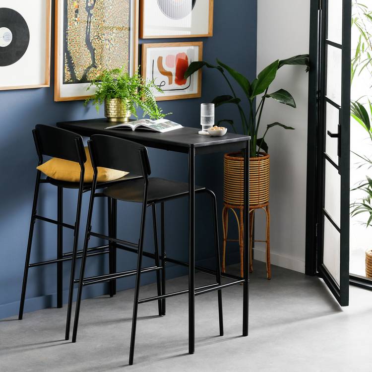 Argos Home Stella Black Bar Table & 2 Black Stools 0