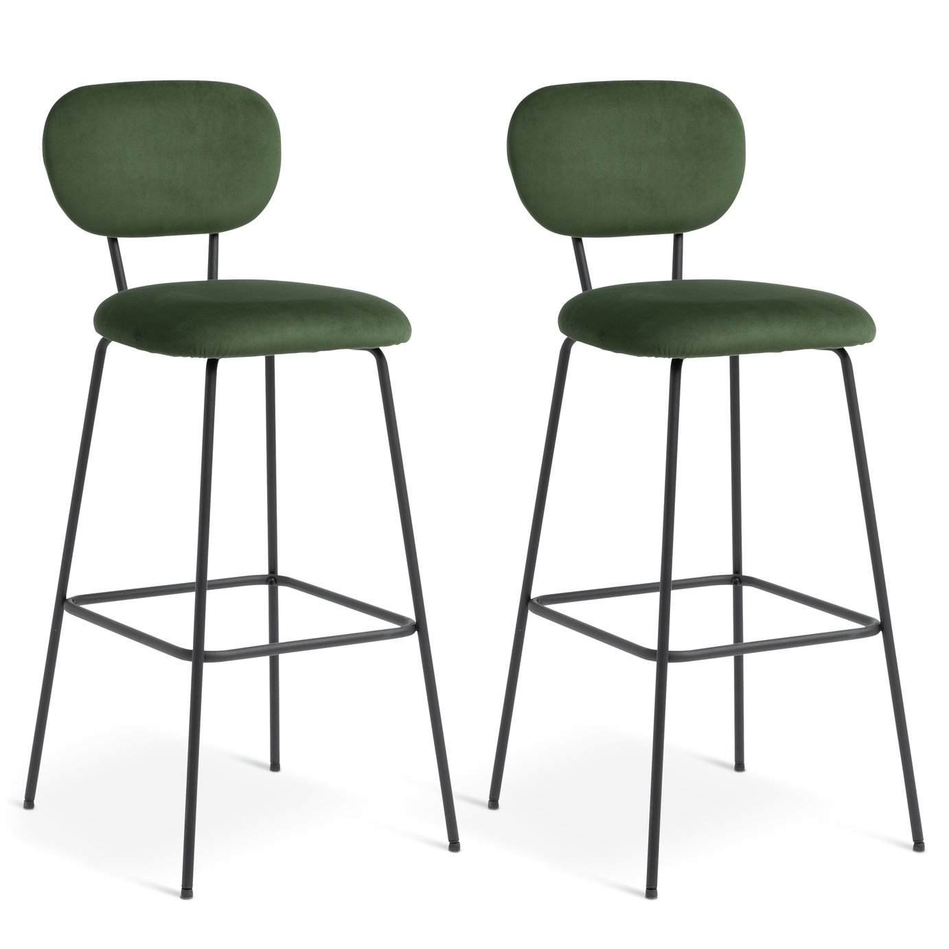 Habitat Ariana Pair of Velvet Bar Stools - Green