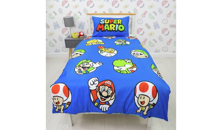 Nintendo Super Mario Blue Kids Bedding Set - Single