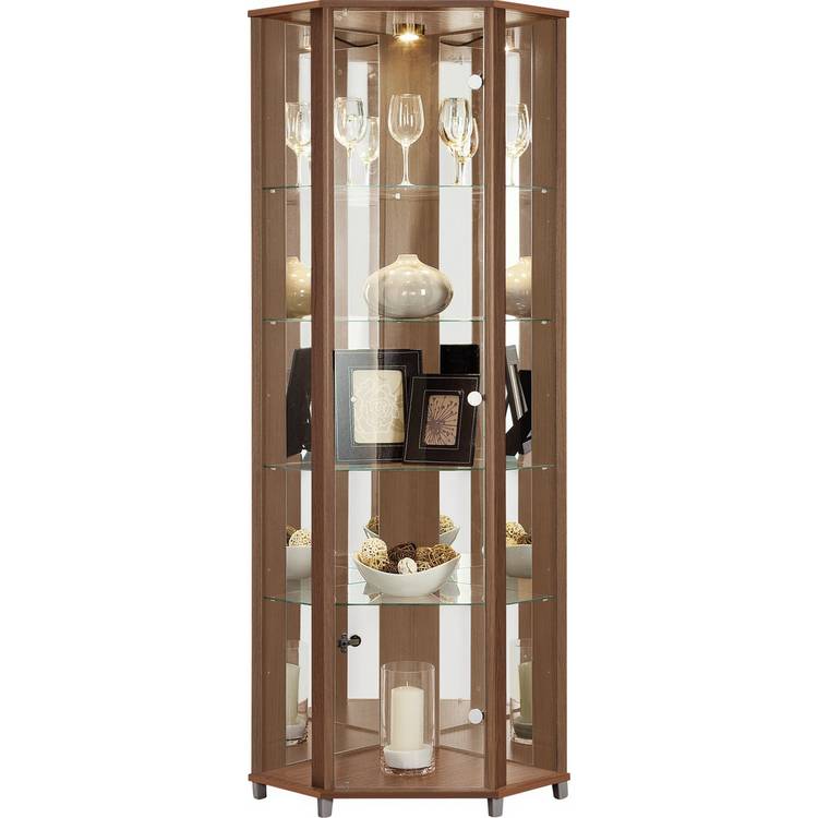 Argos Home 4 Shelf Corner Glass Display Cabinet - Light Oak 0