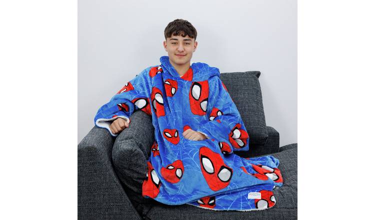 Buy Hugzee Spiderman Blue Fleece Hooded Blanket Medium Kids bedding Argos