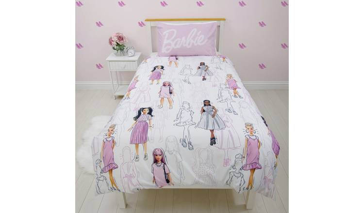 Barbie White Reversible Kids Bedding Set - Single