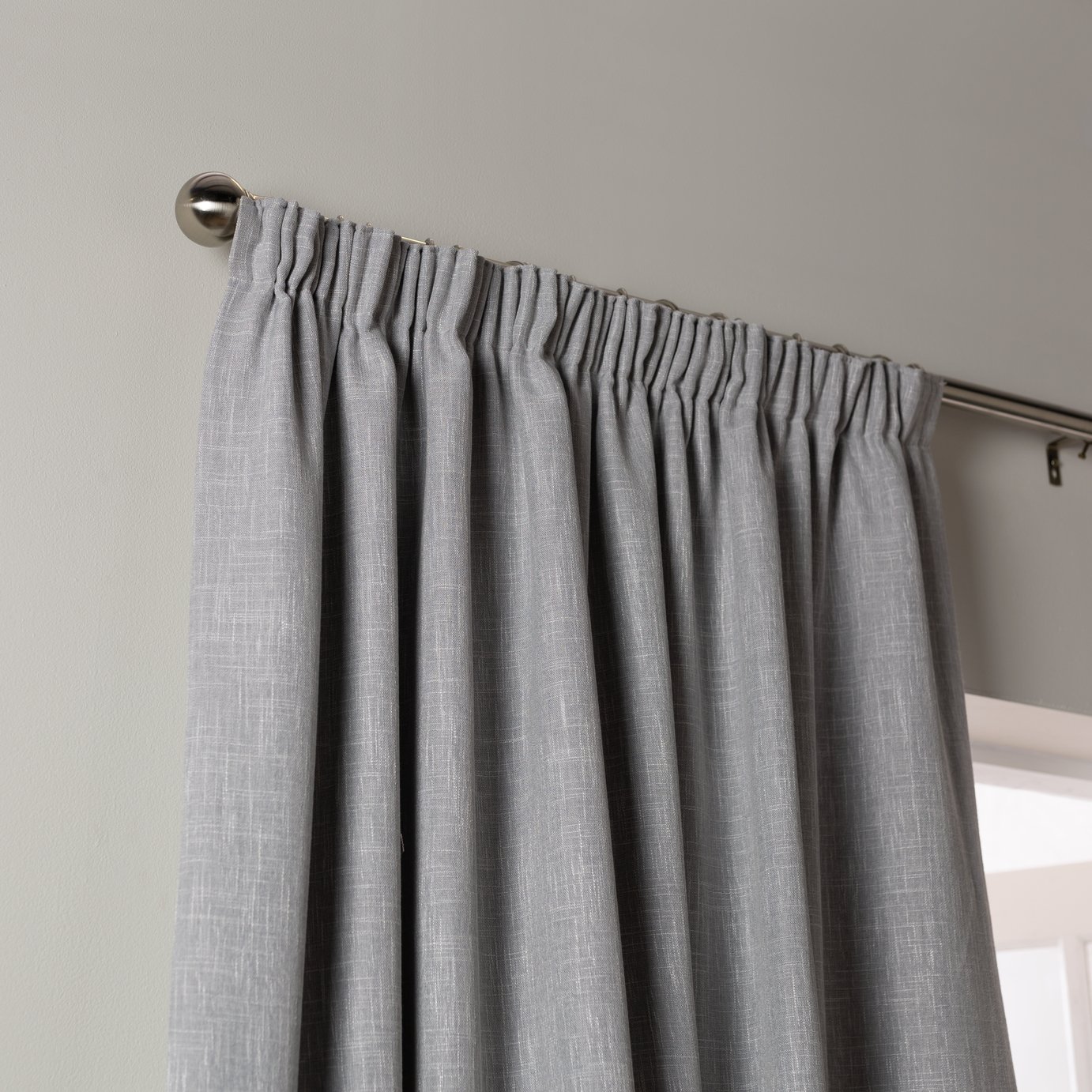 Habitat Blackout Plain Pencil Pleat Curtain - Dove Grey