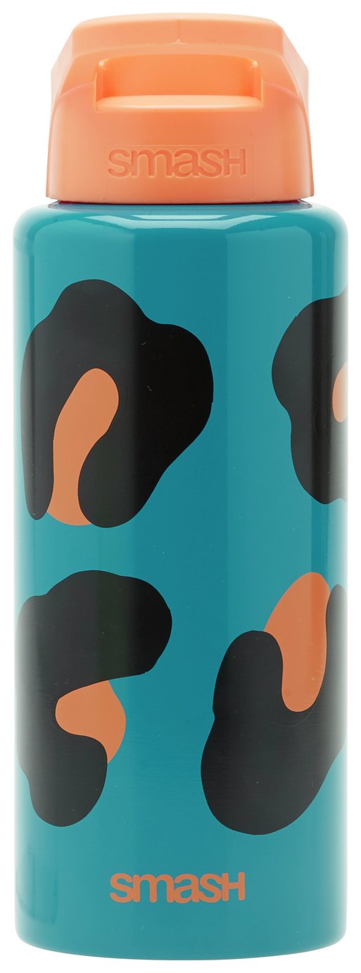 Smash Leopard Print Teal Orange Sipper Water Bottle-1litre