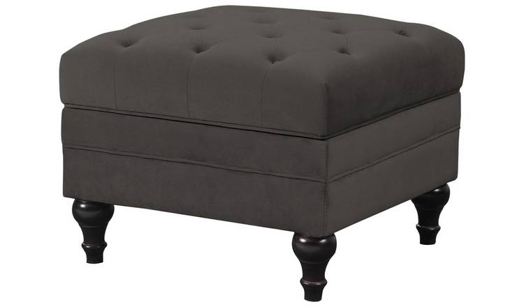 Buy Habitat Chesterfield Velvet Footstool Charcoal Argos