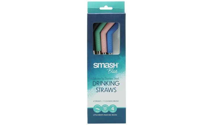 Cook Works Plastic Straws with Cleaning Brush, 25-Pack