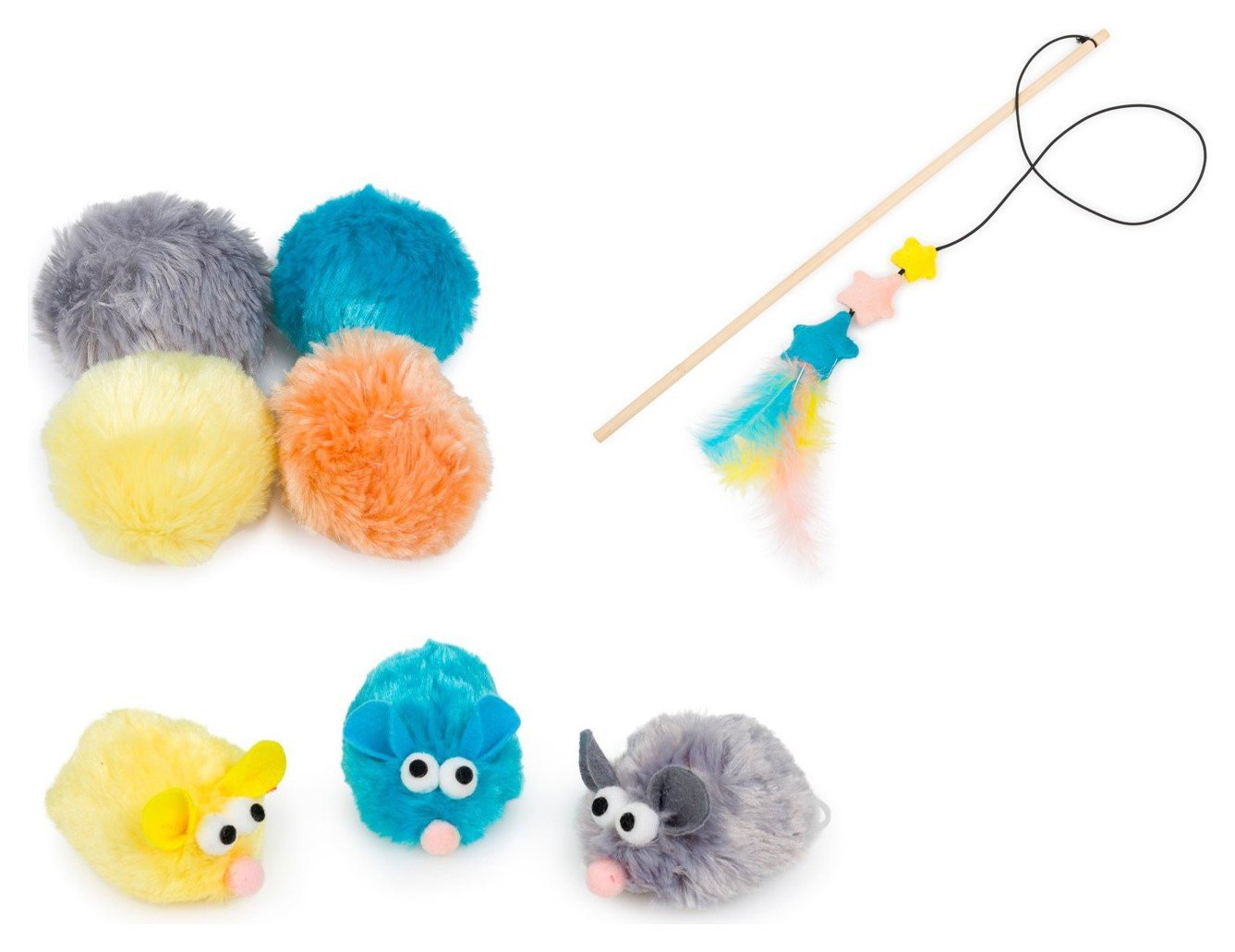 Petface Kitten Mouse Pom Pom Cat Toys Set