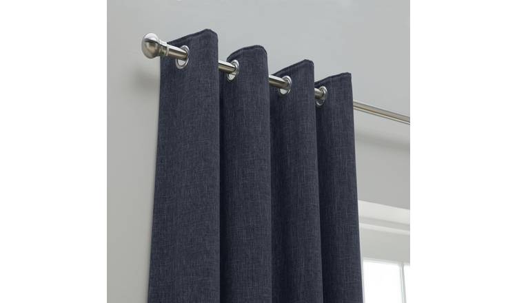 Habitat Blackout Plain Fully Lined Eyelet Curtains - Navy