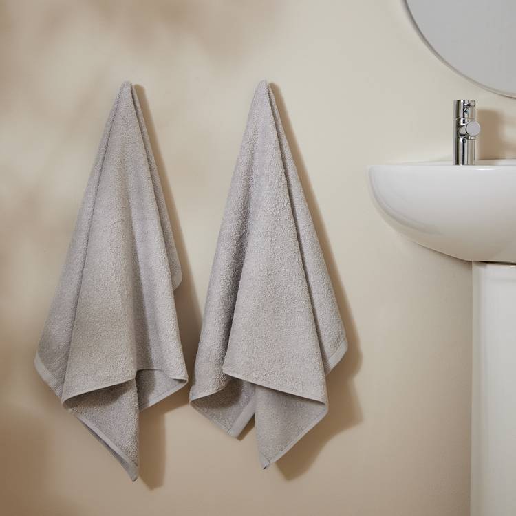 Home Essentials Plain 2 Pack Hand Towels - Grey 0