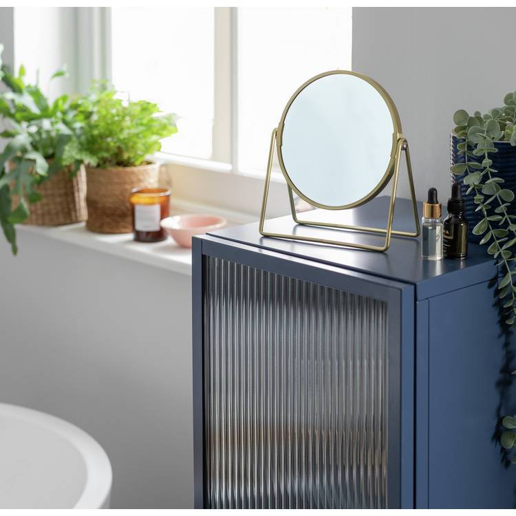 Argos Home Gold Metal Round Swivel Mirror - 21x19cm 0