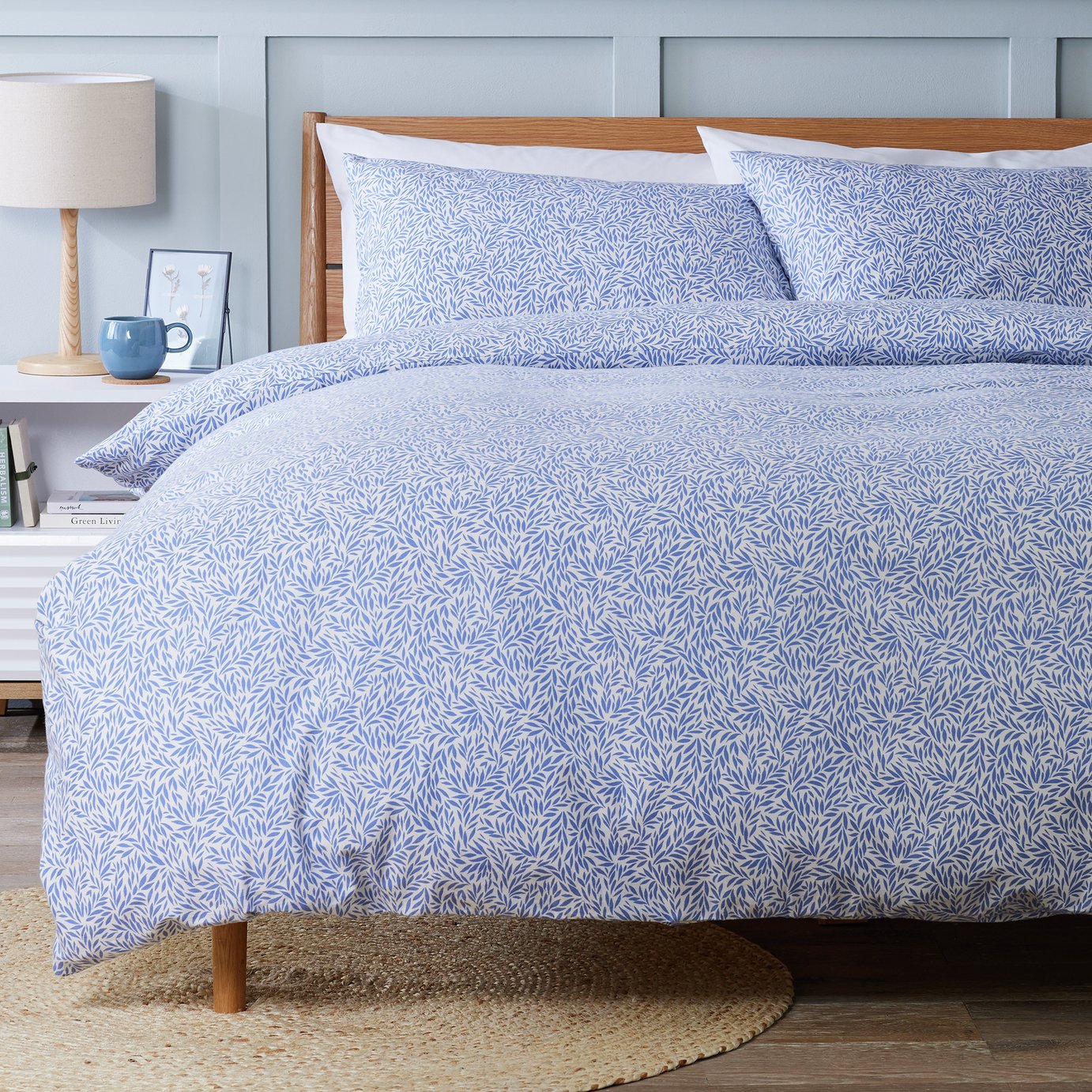 Argos Home Brushed Cotton Tiny Leaf Bedding Set - Single