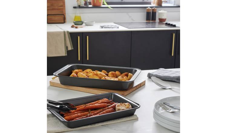 Habitat 2 Piece Non stick Carbon Steel Roaster Set