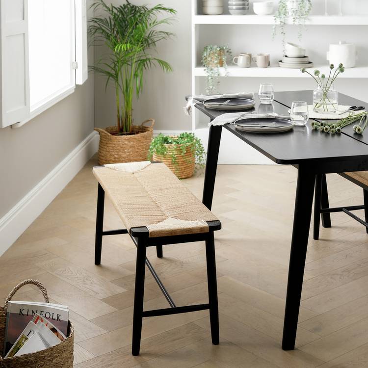 Habitat Hanna Oak Bench - Black 0