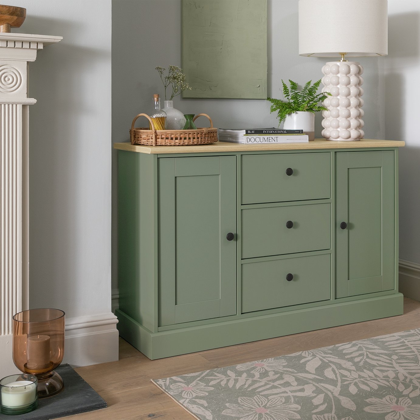 Argos Home Winchester 2 Door 3 Drawer Sideboard - Reed Green