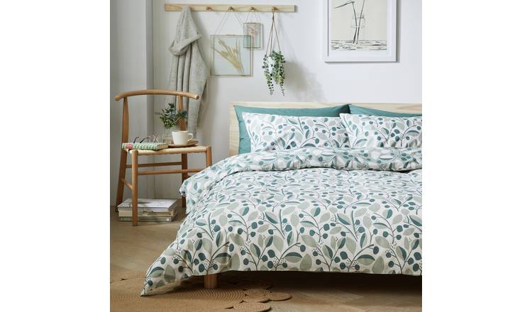 Habitat Modern Scandi Floral Green Bedding Set - King size