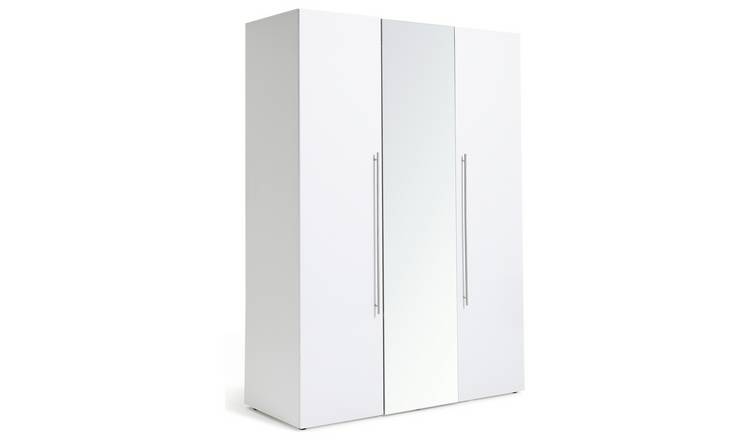 Habitat Atlas 3 Door Mirrored Tall Wardrobe - White