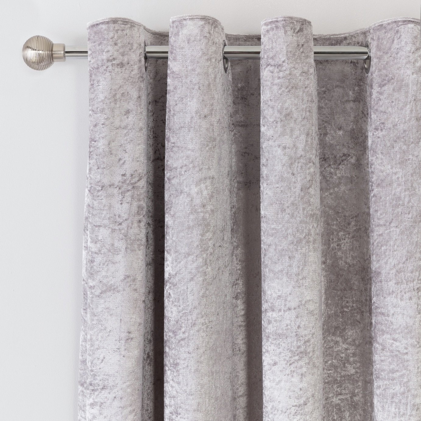 Argos Home Crushed Velvet Fully Lined Eyelet Curtains - Grey