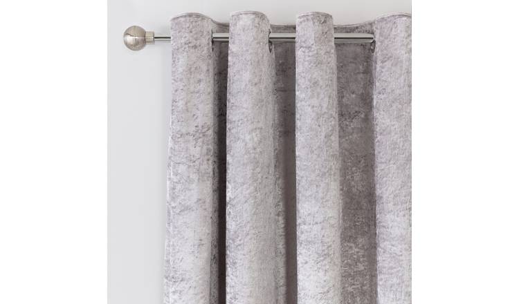 Buy Argos Home Crushed Velvet Fully Lined Eyelet Curtains - Grey ...