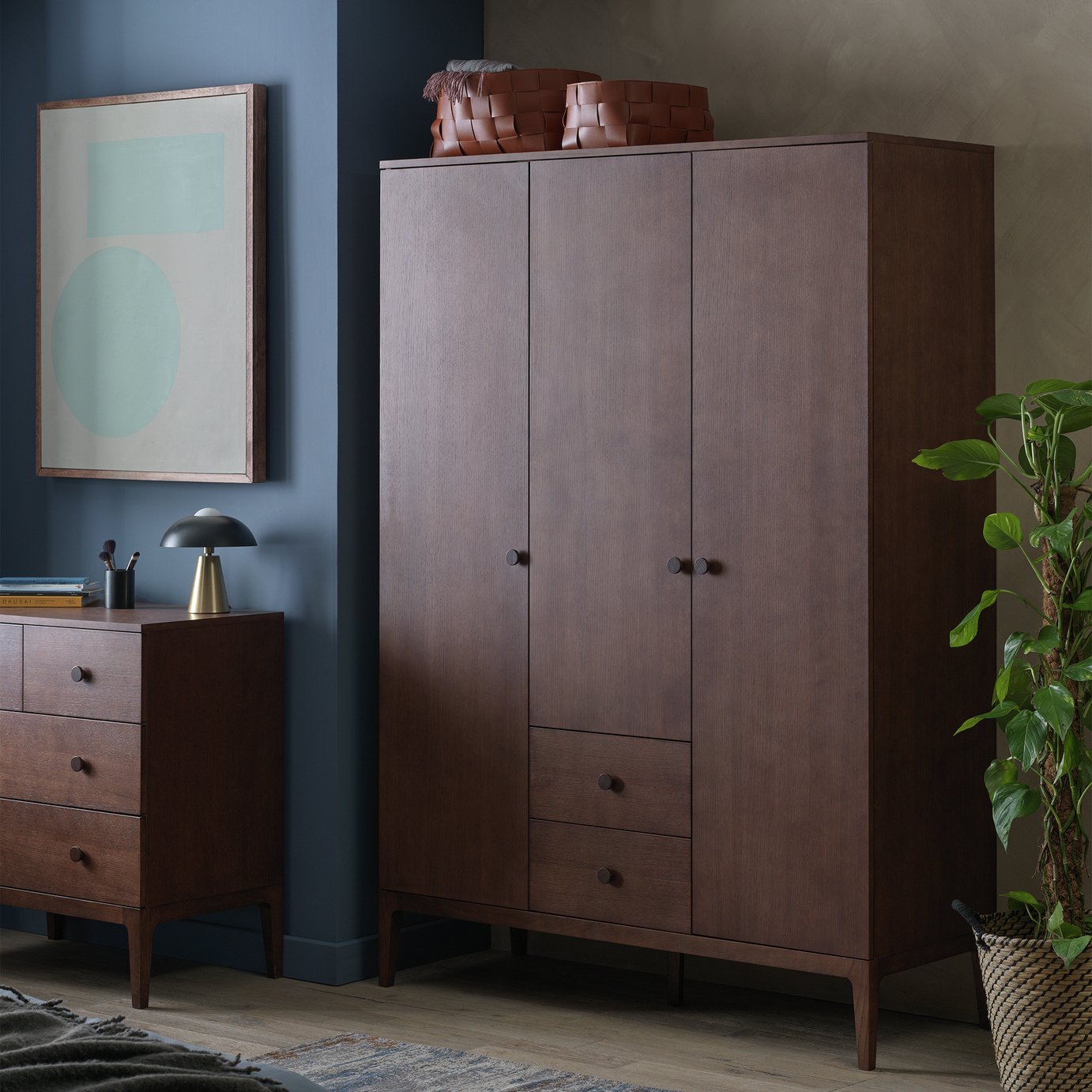 Habitat Loxley 3 Door 2 Drawer Wardrobe Walnut (3109520) Argos