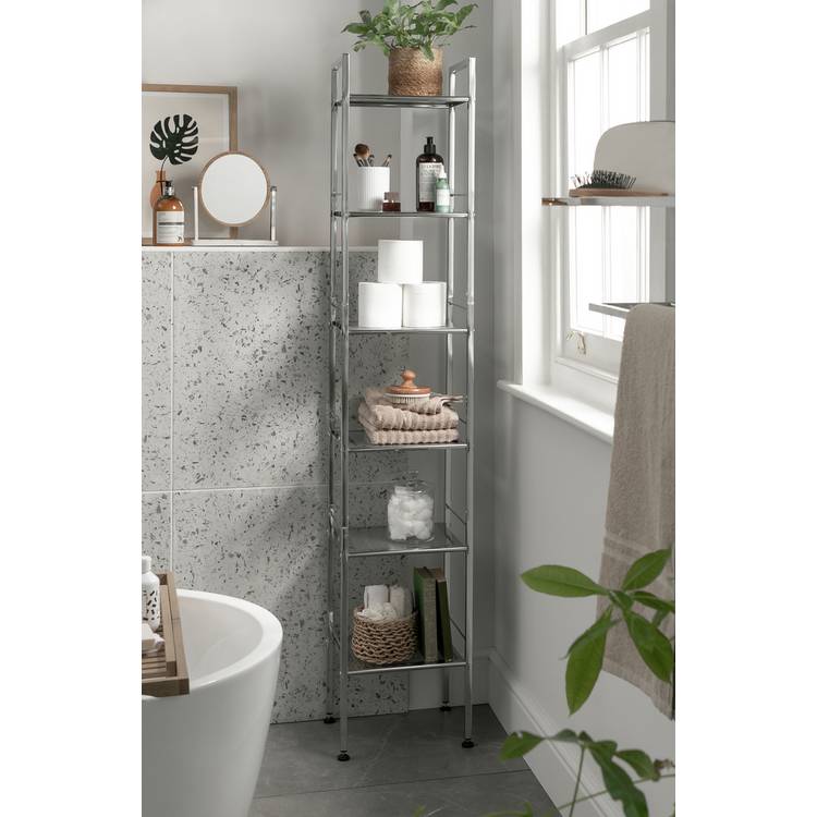 Habitat 6 Tier Bathroom Storage Shelf Unit - Chrome 0