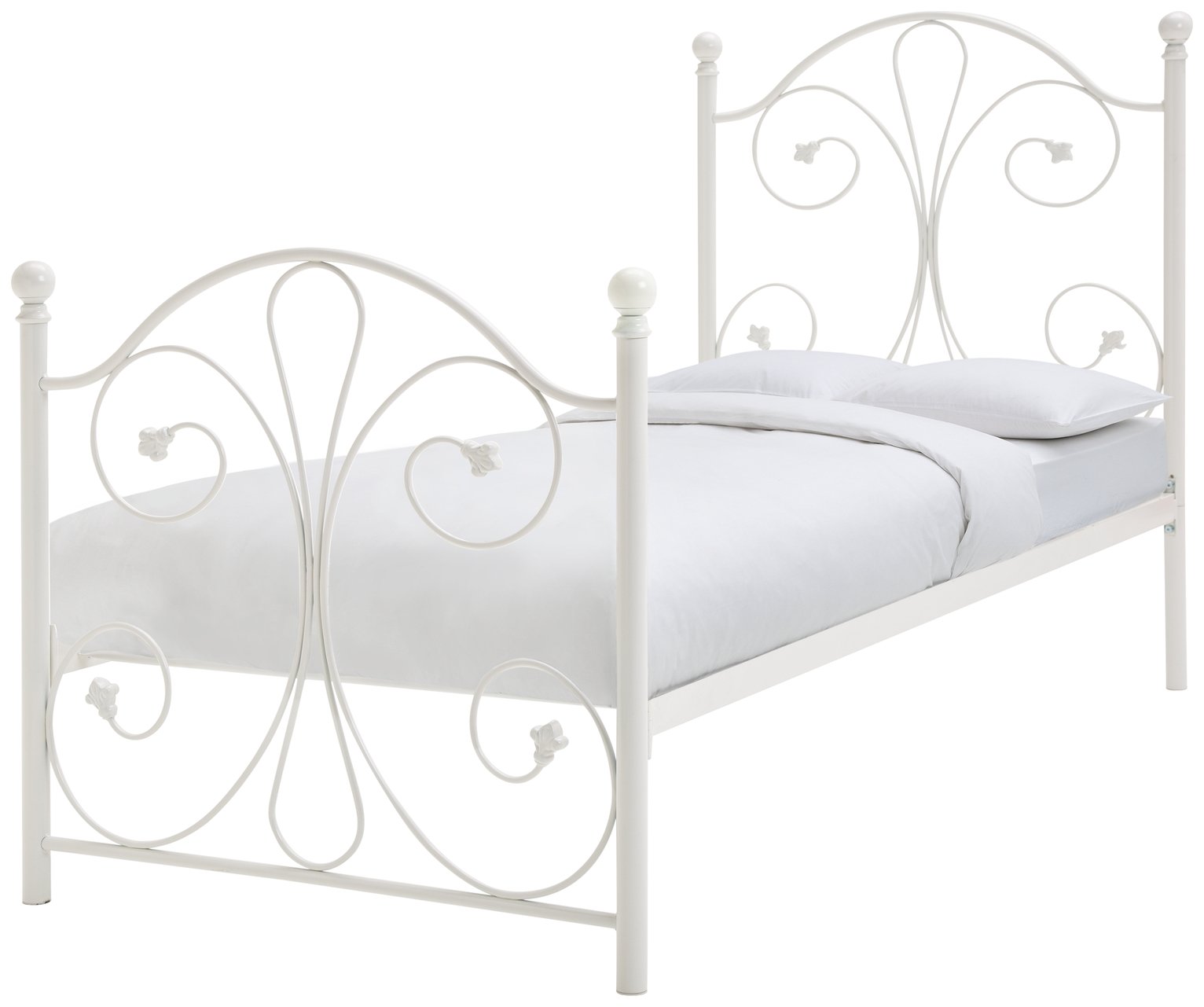 Argos Home Marietta Single Metal Bed Frame - White