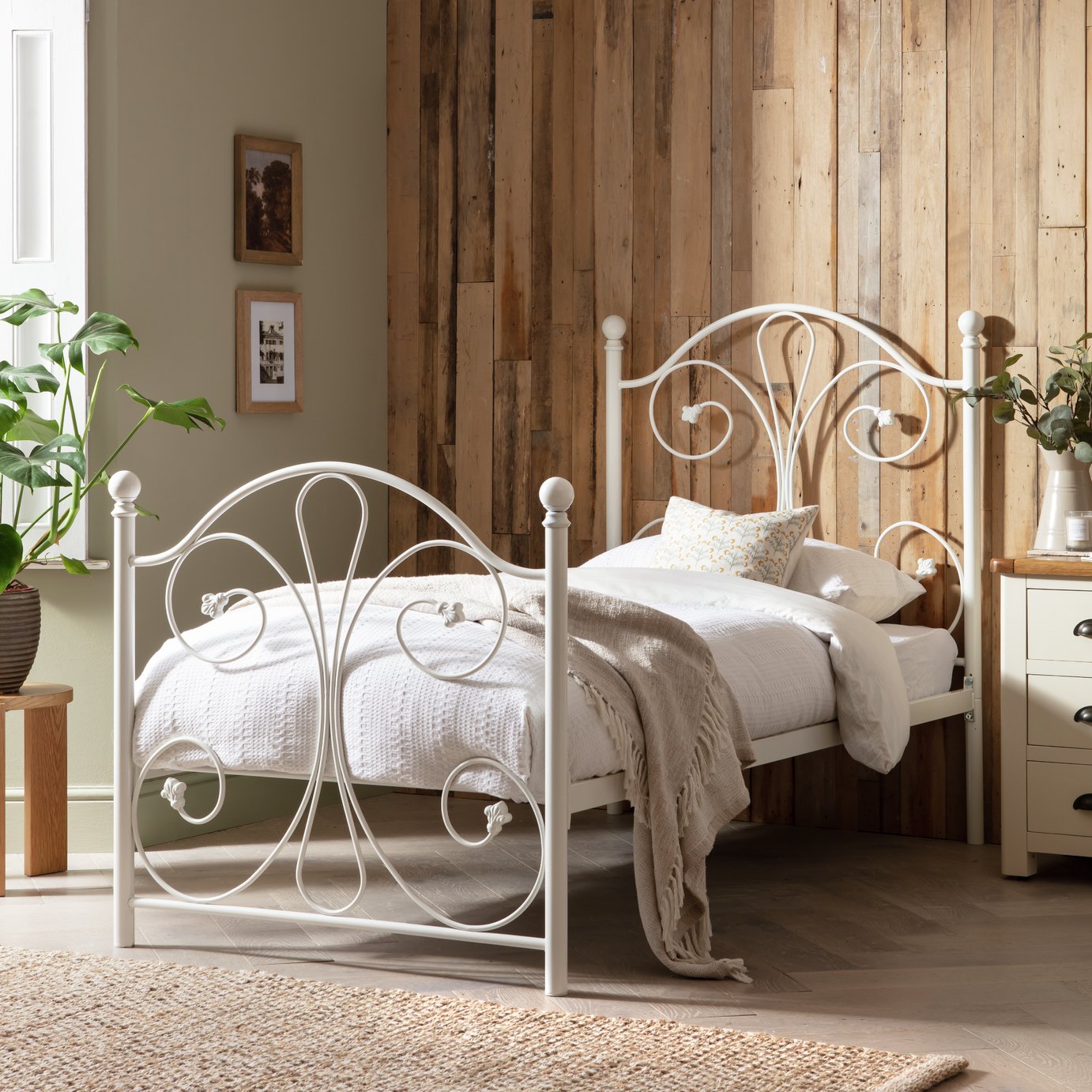 Argos Home Marietta Single Metal Bed Frame - White