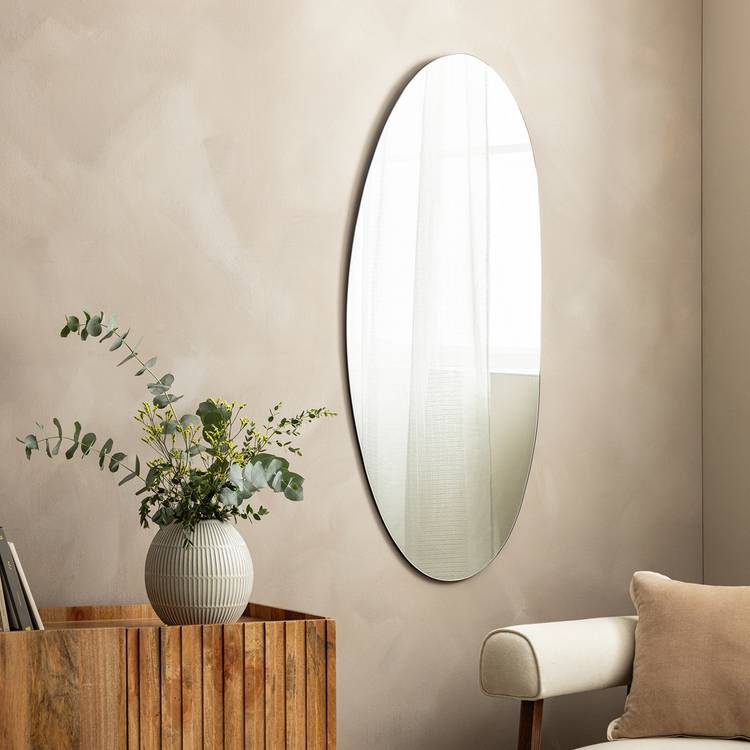 Habitat Black Frameless Irregular Wall Mirror - 120x50cm 0