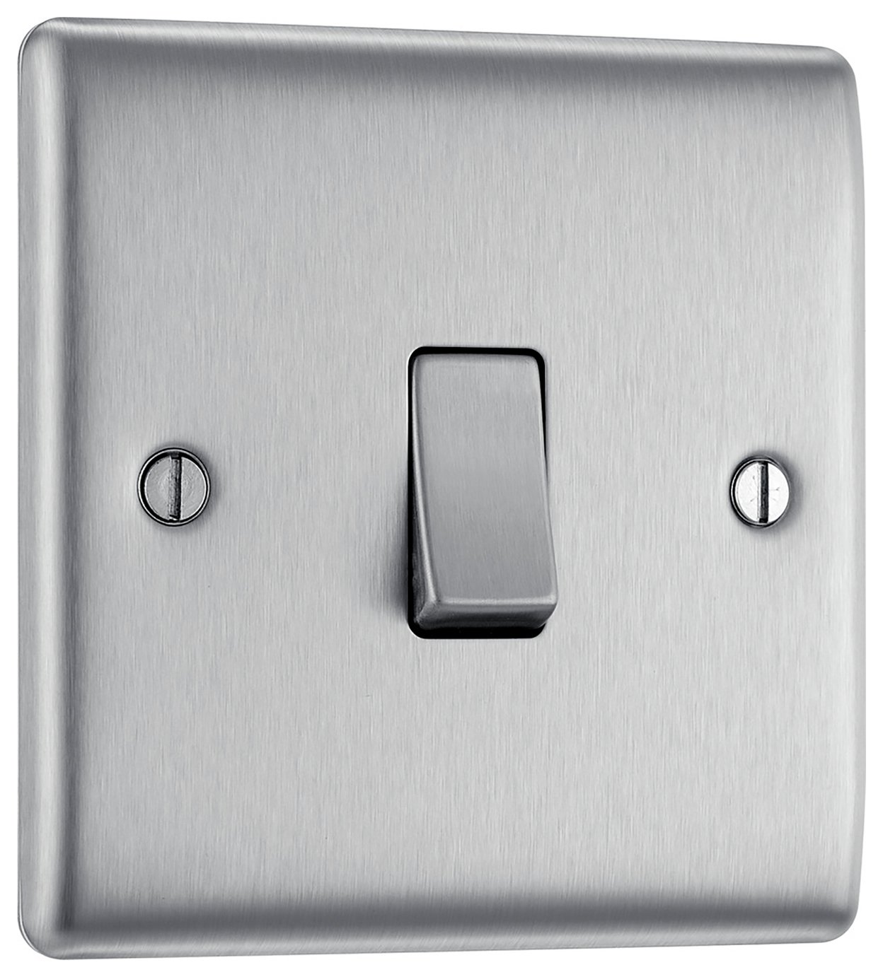 BG Single 2 Way Raised Switch Brushed - Stainless Steel