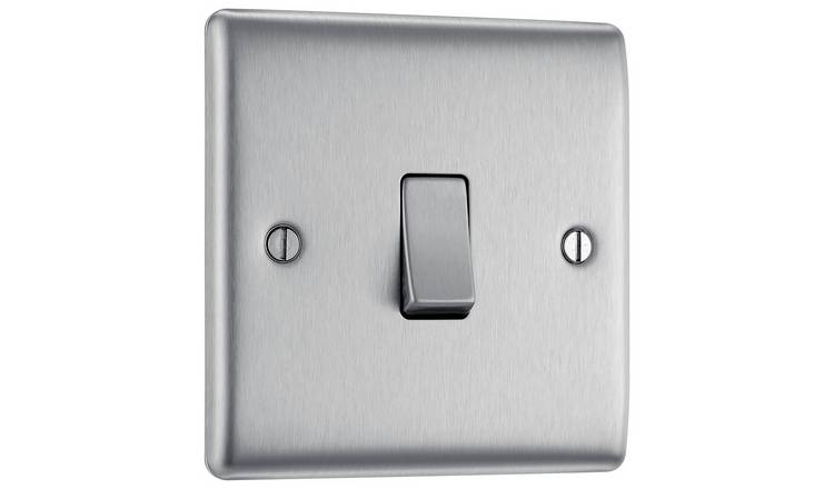 BG Nexus 20A Single Wall Light Switch 2 Way - Brushed Steel