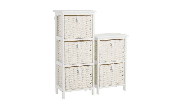 Argos Home 2 & 3 Drawer Woven Bathroom Storage Unit - White