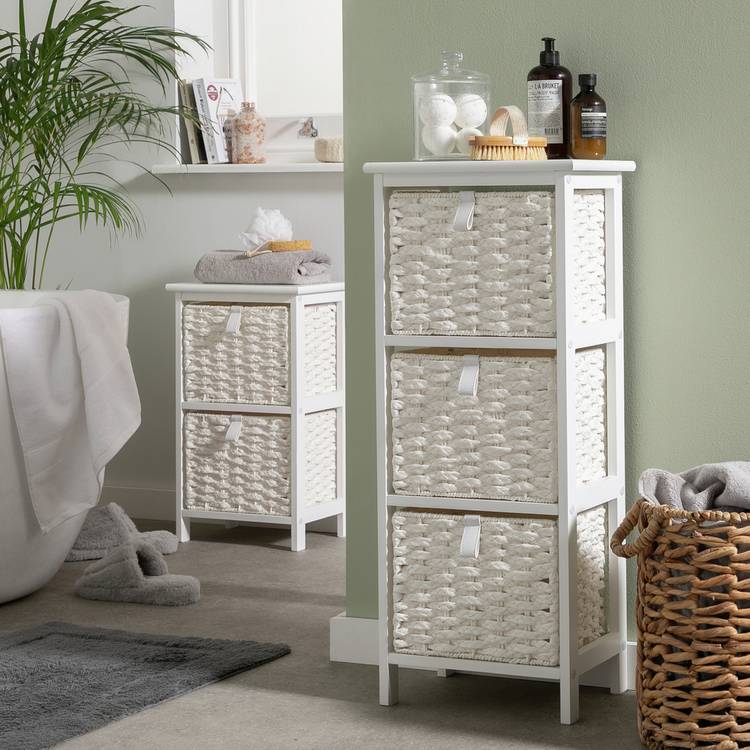 Argos Home 2 & 3 Drawer Woven Bathroom Storage Unit - White 0