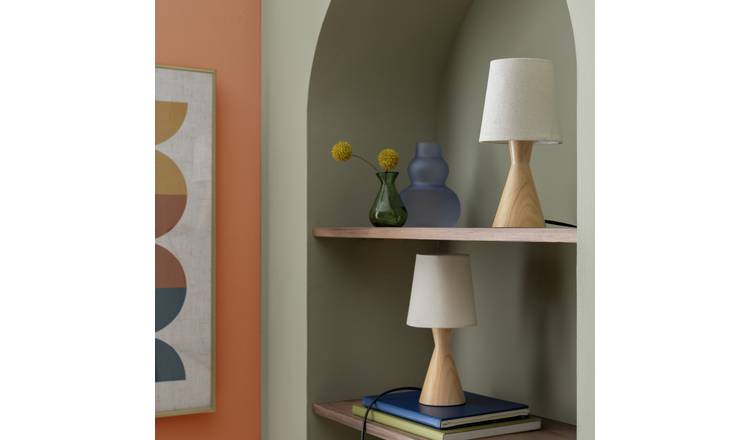 Habitat Modern Wood Table Lamp Pair - Natural